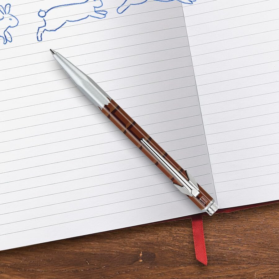 Caran Dache Ballpoint Pen, Chocolate, with Goliath Blue Medium Cartridge