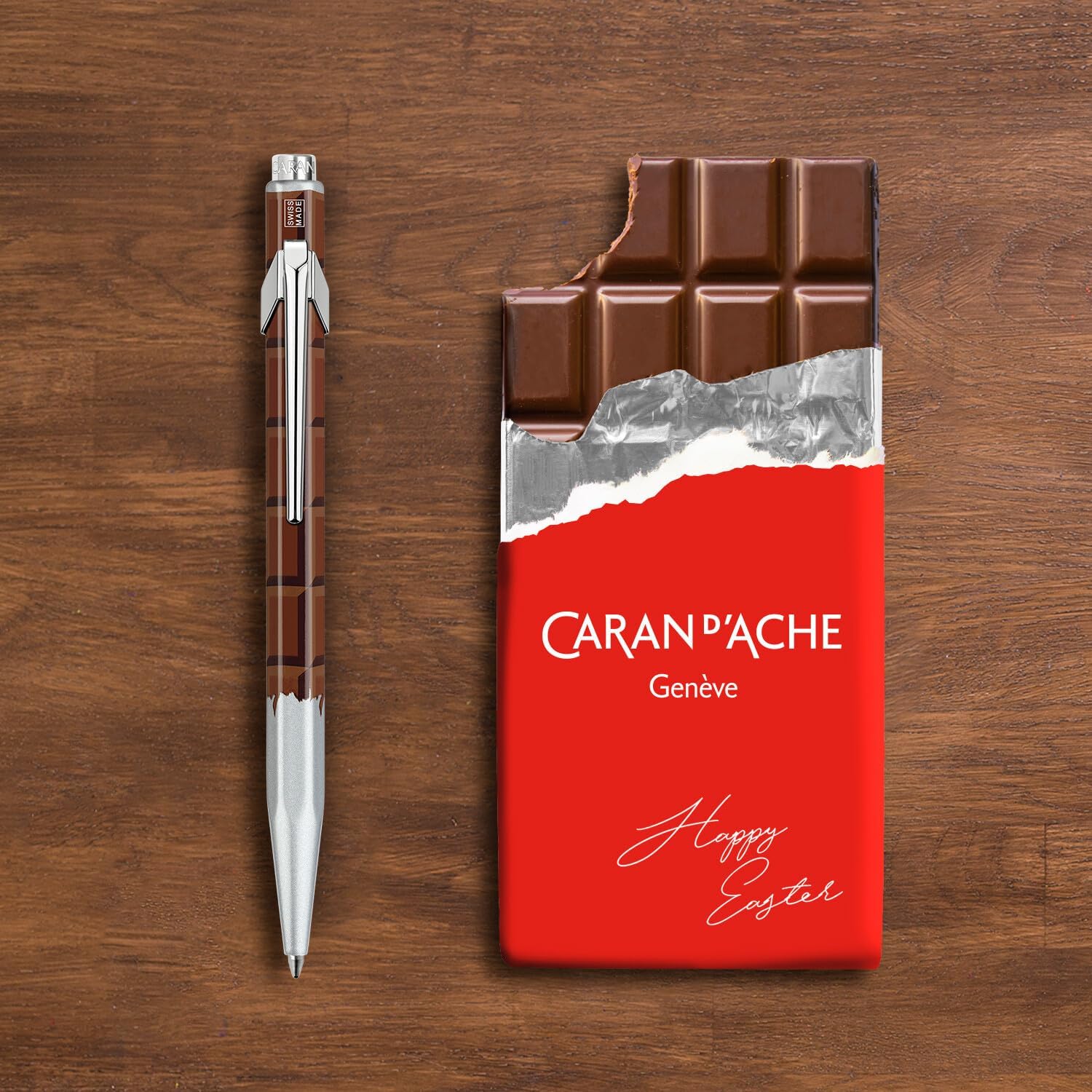 Caran Dache Ballpoint Pen, Chocolate, with Goliath Blue Medium Cartridge