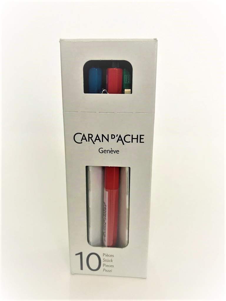 Caran Dache 5” Enamelled, Junior (2mm) Assorted red, Blue, Green (10/Box