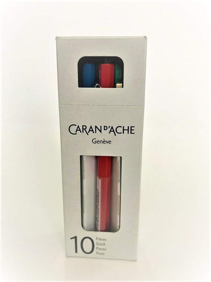 Caran Dache 5” Enamelled, Junior (2mm) Assorted red, Blue, Green (10/Box