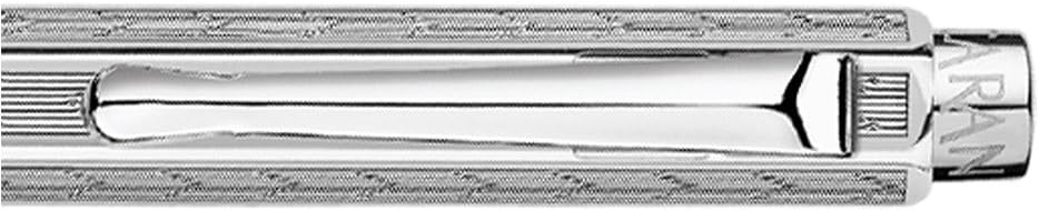 Caran D' Ache Chevron Ecridor Rhodium Ballpoint Pen Chevron Silver, Large Engraving Space (0890.296) by Caran d'Ache