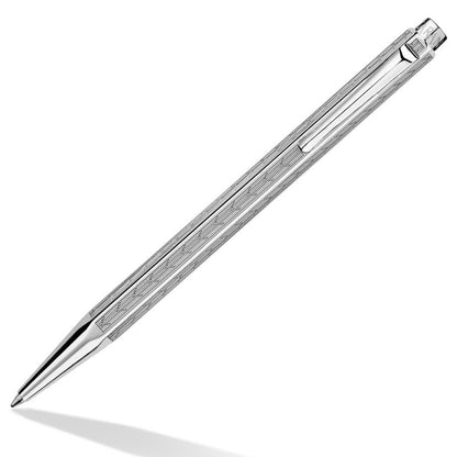 Caran D' Ache Chevron Ecridor Rhodium Ballpoint Pen Chevron Silver, Large Engraving Space (0890.296) by Caran d'Ache