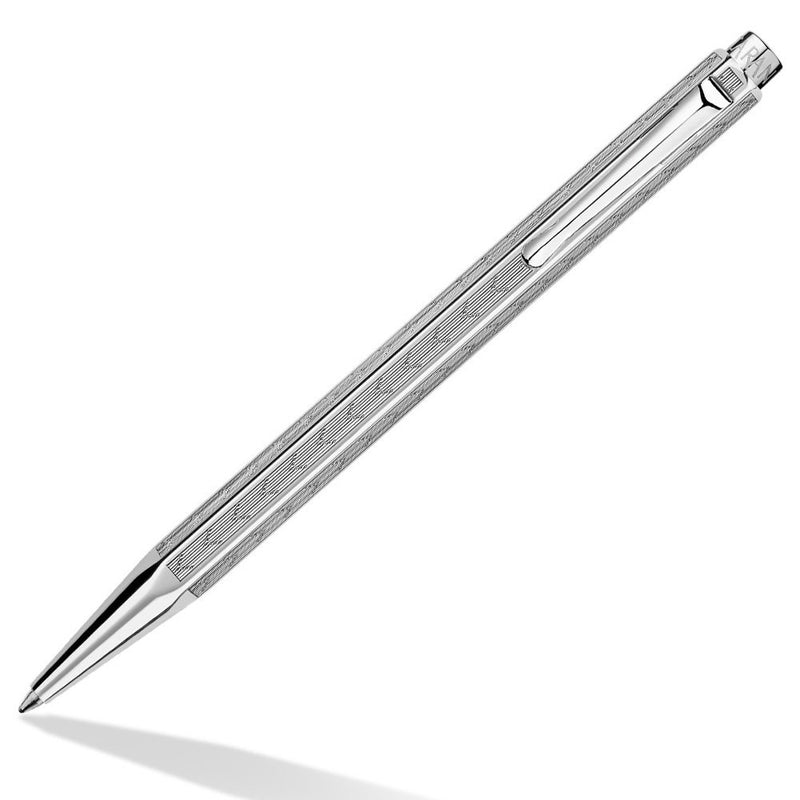 Caran D' Ache Chevron Ecridor Rhodium Ballpoint Pen Chevron Silver, Large Engraving Space (0890.296) by Caran d'Ache
