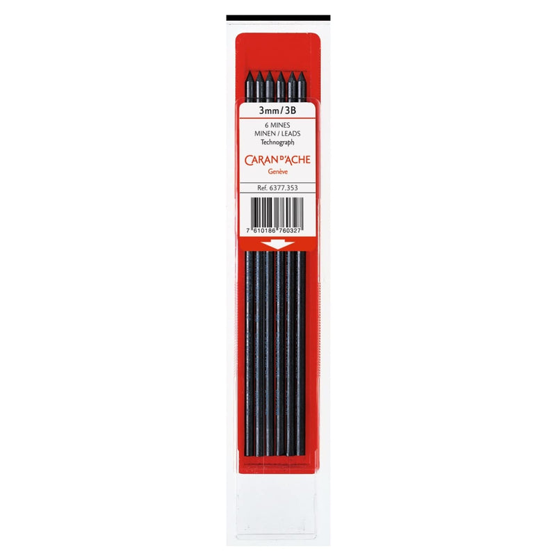 Caran d'Ache Technograph 6077.251 619592 Pack of 12 for Fixpencil Lead Hardness B Diameter 2 mm