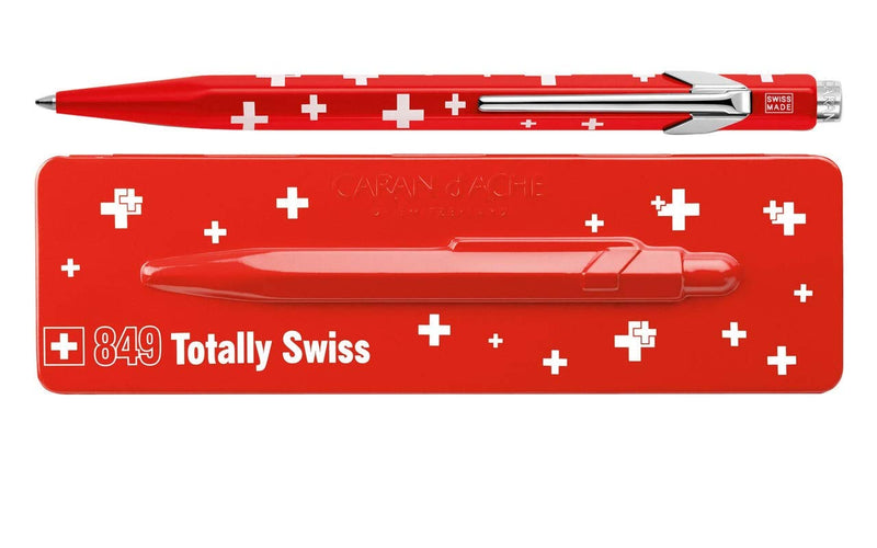 Caran d'Ache Totally Swiss - Bolígrafo metálico con funda (diseño con la bandera suiza