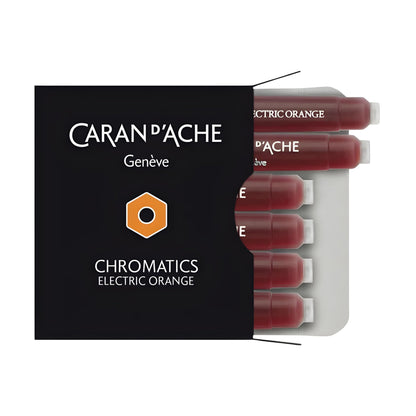 Caran d'Ache CD8021.052 Ink Cartridges - Electric Orange (Pack of 6