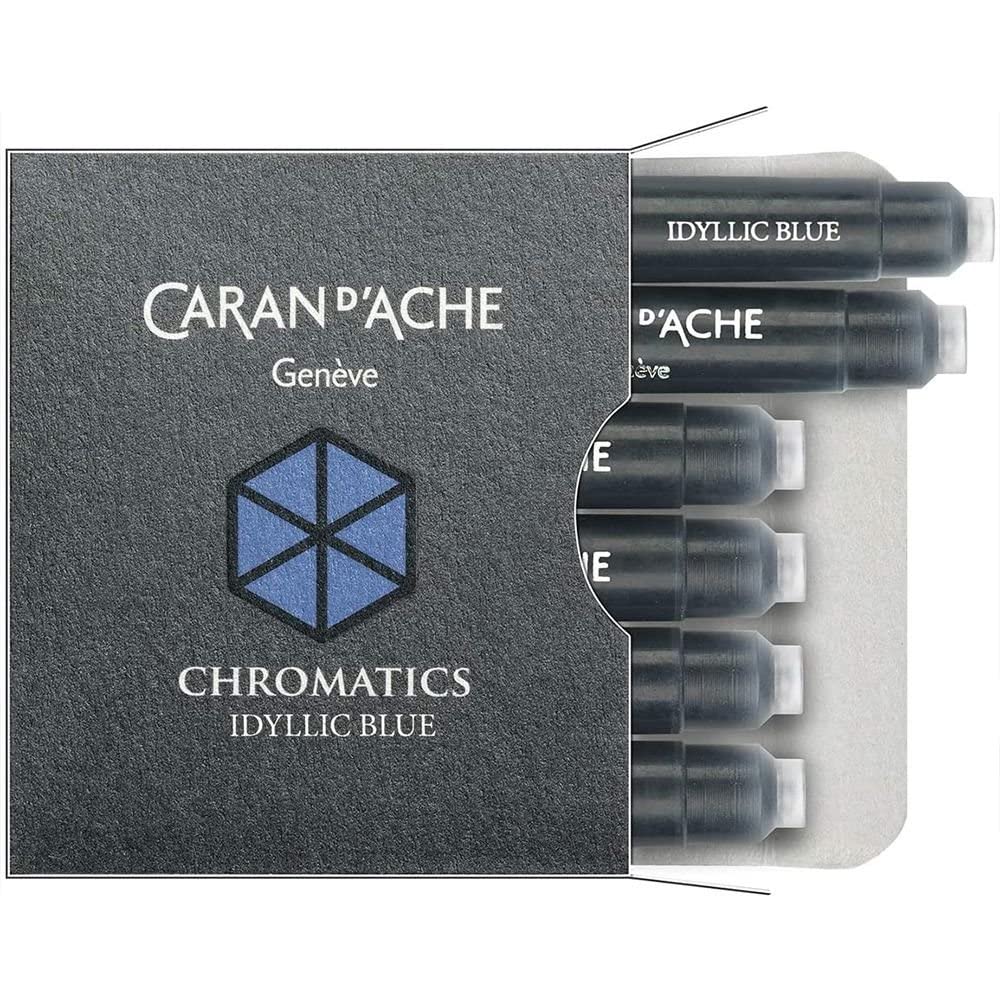 Caran d'Ache CD8021.14 Ink Cartridges - Idyllic Blue (Pack of 6
