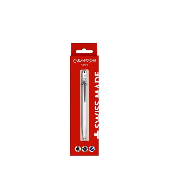 Caran d'Ache 0849.611 Retractable Ballpoint Pen 849 Metal White in Blister Packaging Blue Writing Colour Dimensions Approx. 14 cm
