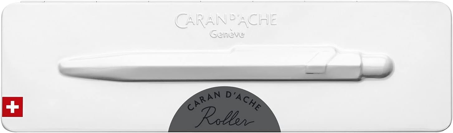 Caran d'Ache 849 Popline 0846.595 Ballpoint Pen with Case Grey Lacquered Line Width M Blue Ink Colour Length 12.5 cm