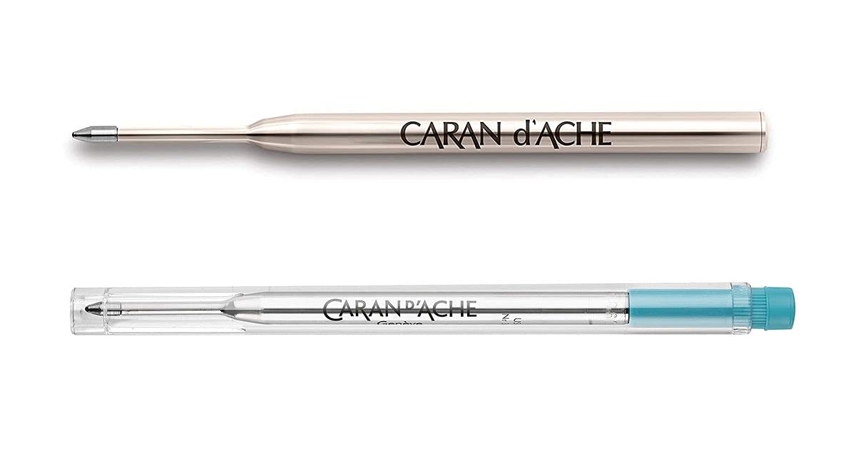Caran d’Ache – Recambio Goliath para Bolígrafos Ballpoint Pen 849 con Punta de Acero Inoxidable Media M (Turquesa)