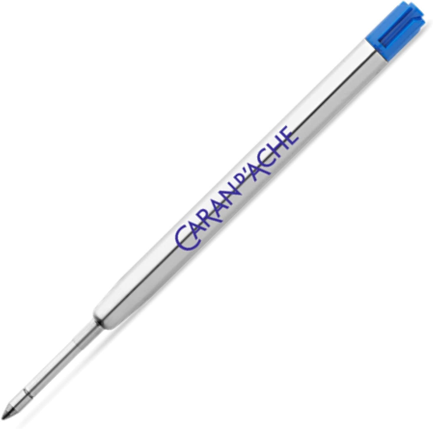 Caran D'Ache – Recambio Roller Reemplazable para Bolígrafos Retráctiles de Bola, Escritura suave y Secado Rápido, Recambio de Punta Fina F (Azul)