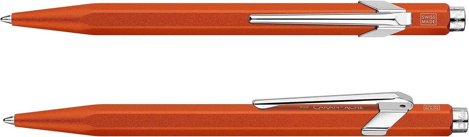 Caran d’Ache – Bolígrafo Ballpoint 849 Colormat-X Line Retráctil de Aluminio con diseño en forma hexagonal (Color Naranja)