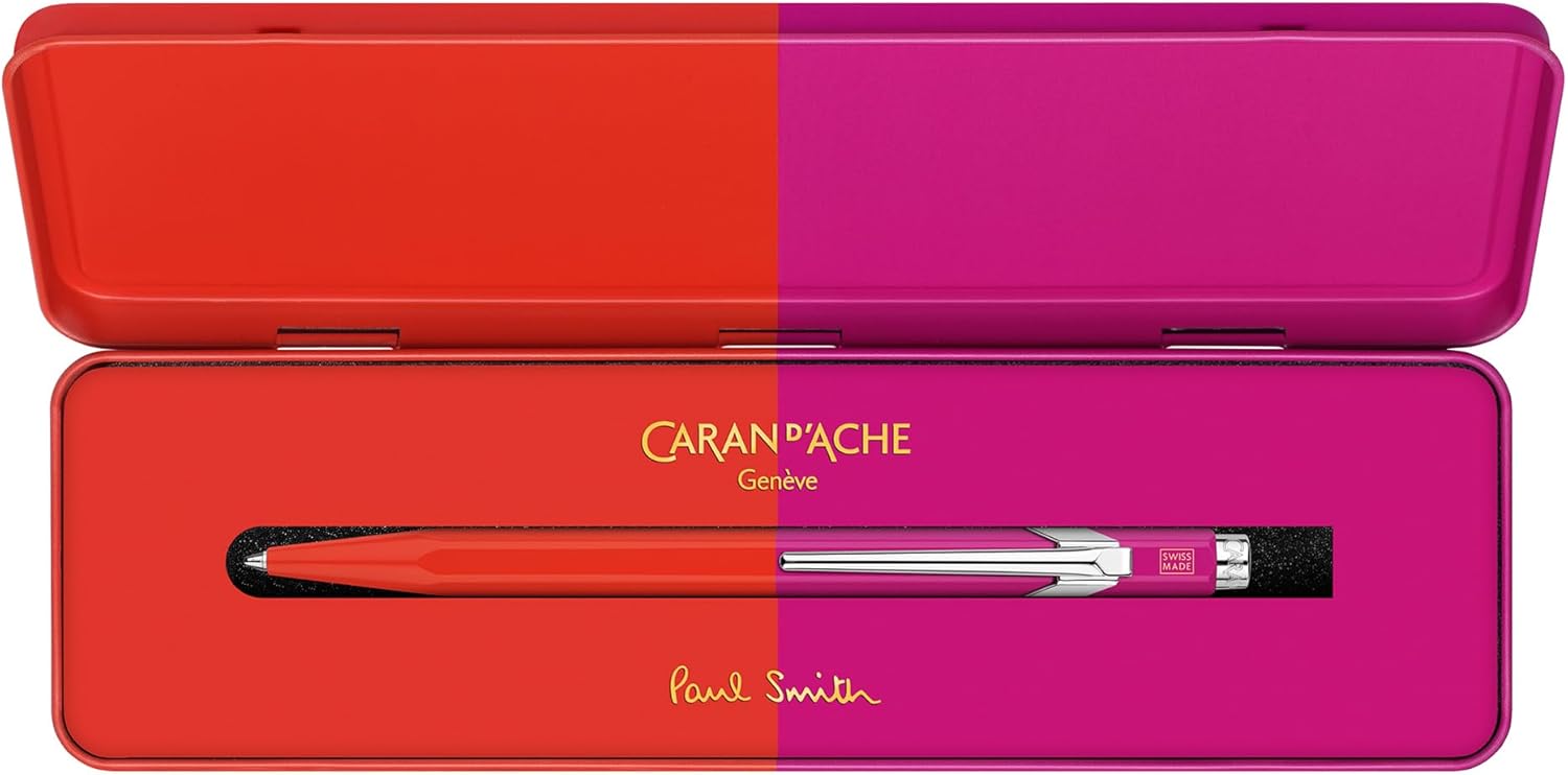 Caran D'Ache Ballpoint pen 849 Paul Smith Warmred/Melrosepink, black M refill, in slimpack