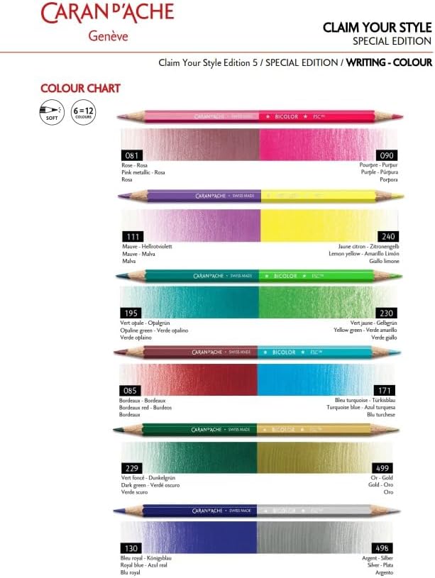 Caran d'Ache Pack de 6 lápices bicolor CLAIM YOUR STYLE - Edición especial/ref. 1284.506