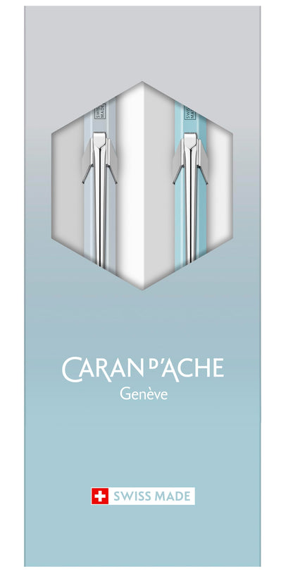 CARAN D'ACHE Caran d'Ache - Juego de regalo 849 Spring Mist 8490-704, bolígrafo a base de aceite + lápiz mecánico, edición limitada de 0,5 mm