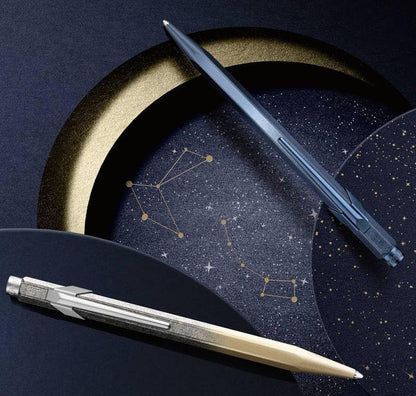 Caran d'Ache NM0849.124 849 Cosmic Blue Retractable Ballpoint Pen Made of Robust Lightweight Aluminium, Colour: Dark Blue, Line Width: M