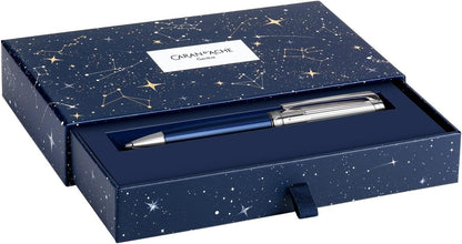 Caran d'Ache Léman ballpoint pen’s body lacquered in pearlescent celestial blue