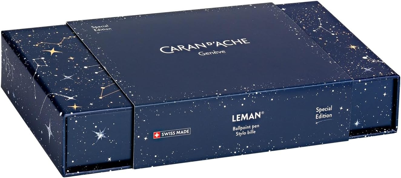 Caran d'Ache Léman ballpoint pen’s body lacquered in pearlescent celestial blue