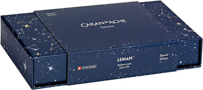 Caran d'Ache Léman ballpoint pen’s body lacquered in pearlescent celestial blue