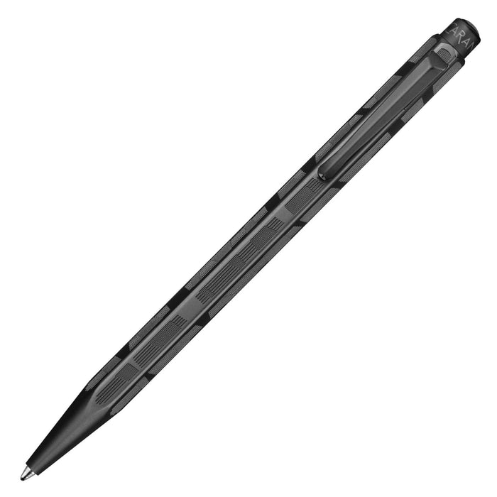 Caran D'ache ECRIDOR Collection "Black Lines" Black Mat Chromed Set Ballpoint Pen and Leather Case