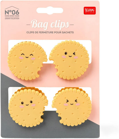 Legami Set of 4 Clips Pack, to Close Packages, 5x5 cm, Cookie Theme, One Size