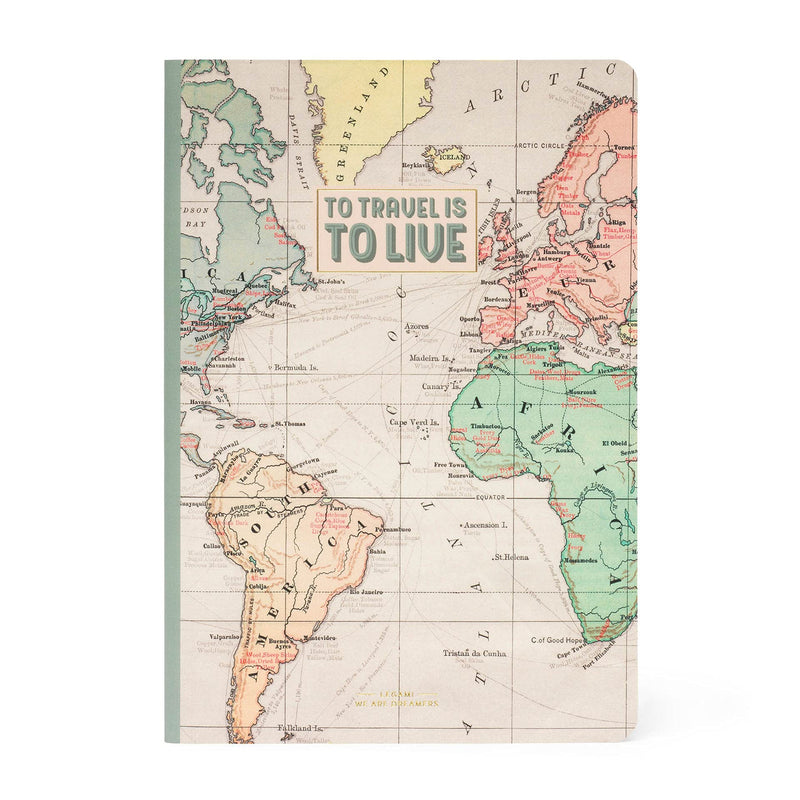 Legami - Lined Notebook, Medium, A5 Sheet, 14.3 x 21 cm, Travel Theme, FSC® Certified Paper (FSC-C154586), White Paper 100 g/m², Transparency Proof