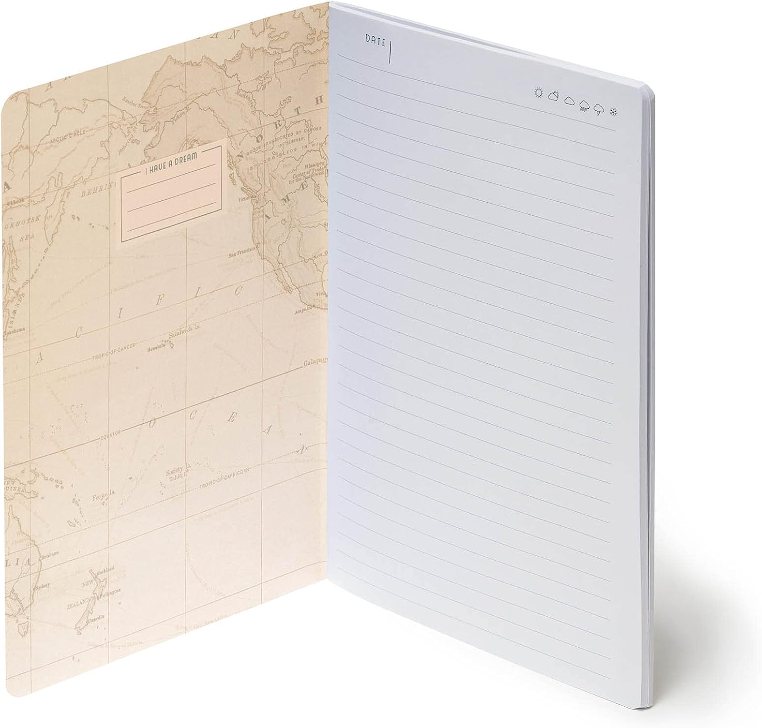 Legami - Lined Notebook, Medium, A5 Sheet, 14.3 x 21 cm, Travel Theme, FSC® Certified Paper (FSC-C154586), White Paper 100 g/m², Transparency Proof