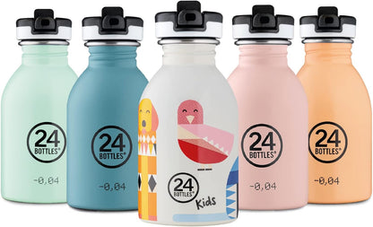 24Bottles Kids Bottle for Kids Primary School and Nursery 500ml Bottle with Cap 100% Airtight Stainless Steel Drinking Bottles Italian Design