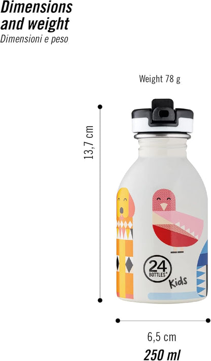 24Bottles Kids Bottle for Kids Primary School and Nursery 500ml Bottle with Cap 100% Airtight Stainless Steel Drinking Bottles Italian Design