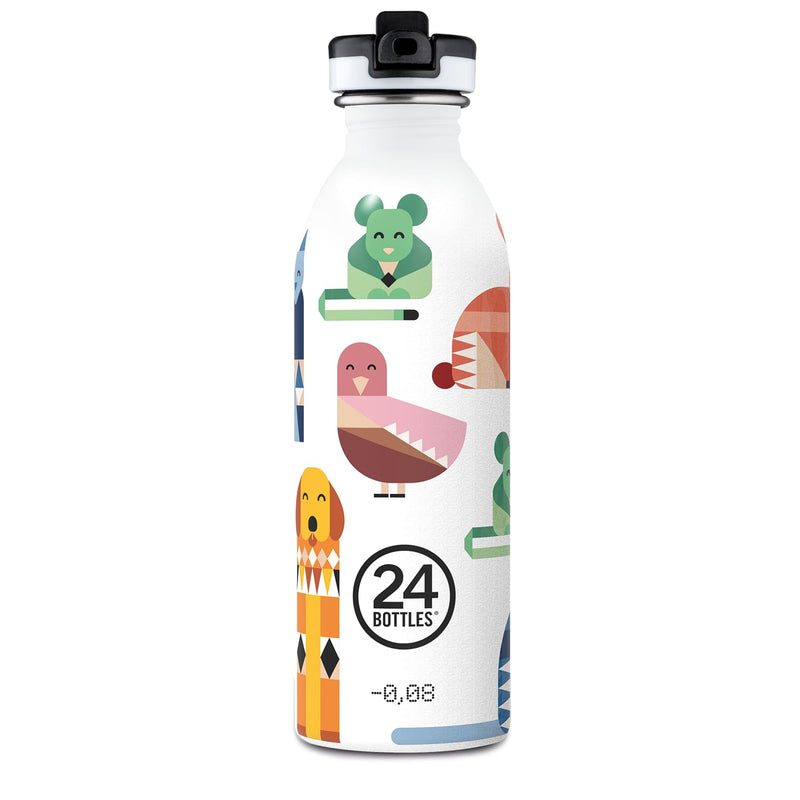 24Bottles Kids Bottle for Kids Primary School and Nursery 500ml Bottle with Cap 100% Airtight Stainless Steel Drinking Bottles Italian Design