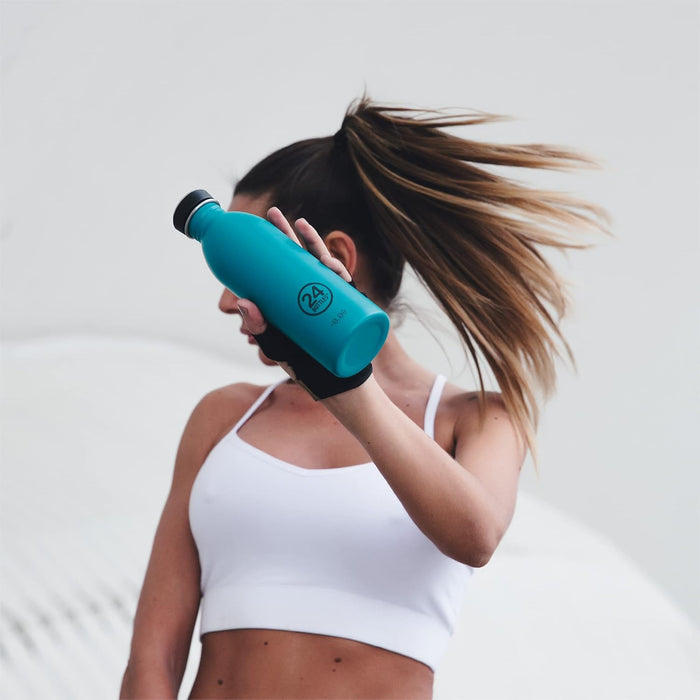 24Bottles Super Lightweight Reusable Stainless Steel Water Bottle, BPA , Urban Bottle, Original Italian Design, Ice White, 1000 ml