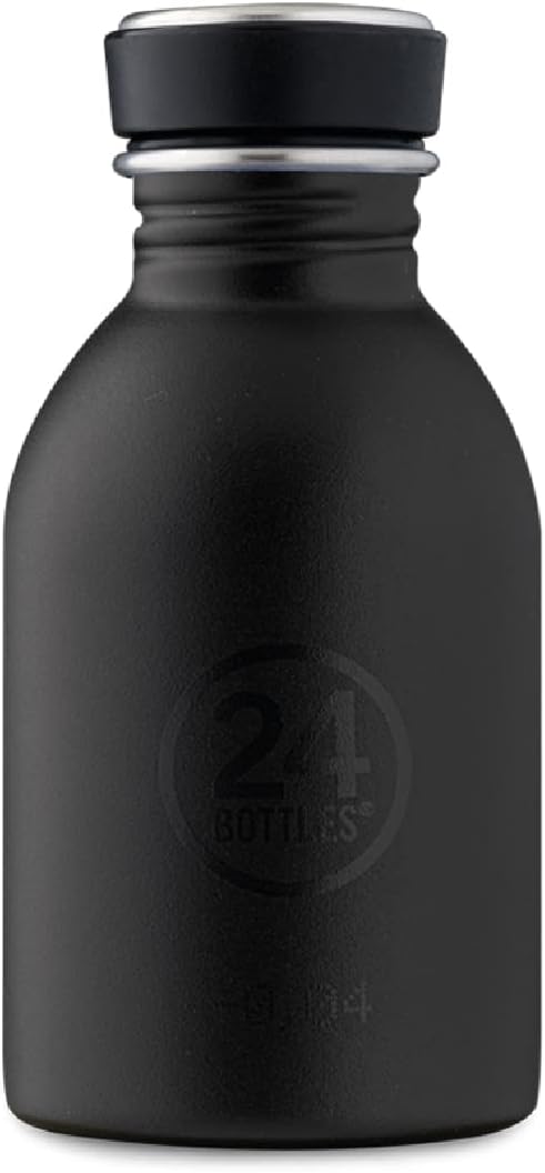 24Bottles Super Light Water Bottle | Reusable Stainless Steel Bottle BPA | Urban Bottle | Original Italian Design - Tuxedo Black 250ml