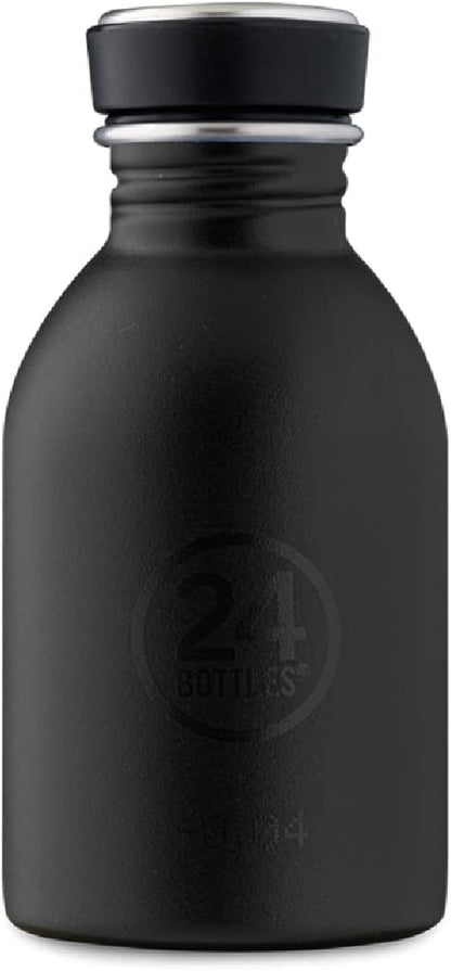 24Bottles Super Light Water Bottle | Reusable Stainless Steel Bottle BPA | Urban Bottle | Original Italian Design - Tuxedo Black 250ml
