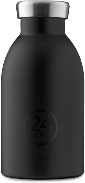 24Bottles Thermal Stainless Steel Thermos Bottle - 24Hours Cold 12Hours Hot | Climate Bottle - Original Italian Design - Tuxedo Black 330ml