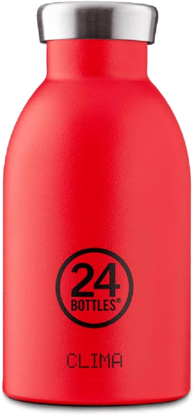 24Bottles Thermal Stainless Steel Thermos Bottle - 24Hours Cold 12Hours Hot - Original Italian Design - Hot Red 330ml