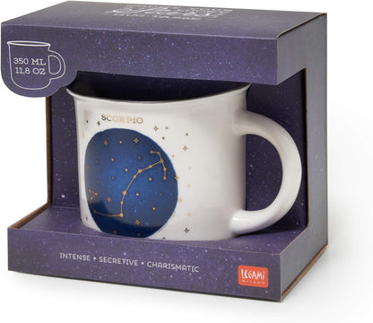 LEGAMI - Count Your Lucky Stars, Scorpio Mug, Porcelain Mug, New Bone China, Gold Laminated Zodiac Sign, Dishwasher Safe, Capacity 350ml