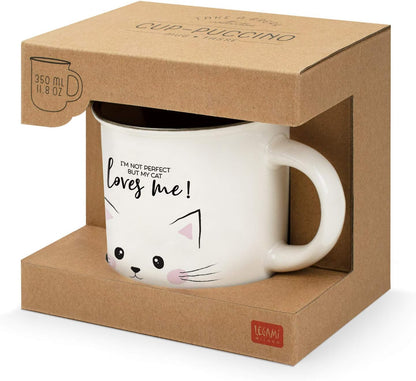 Legami Cup-Puccino Cat Mug, Bone China, Multicoloured, 350 ml