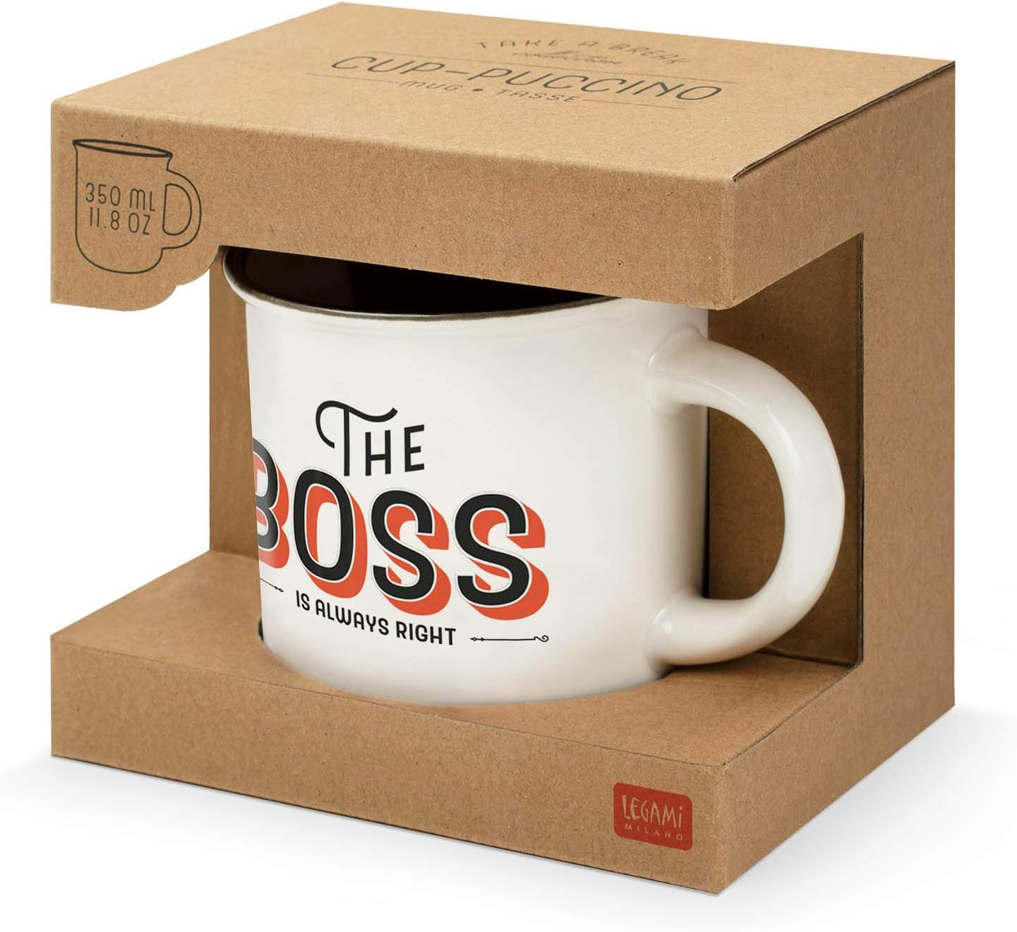 Legami Cup-Puccino The Boss Mug, Bone China, 350 ml, Multi-Colour