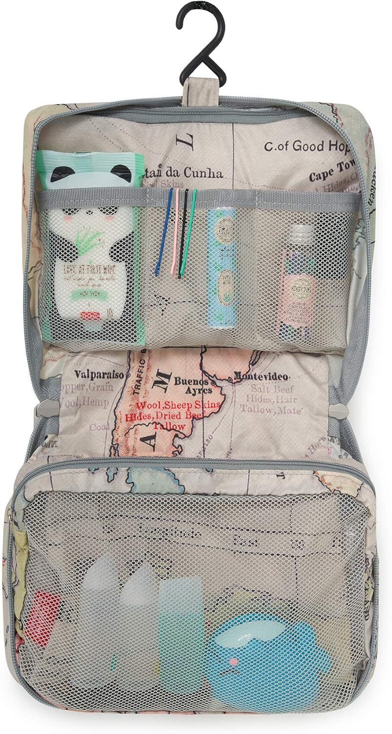 Legami - Travel Toiletry Bag, Map, 1 Unit (Pack of 1
