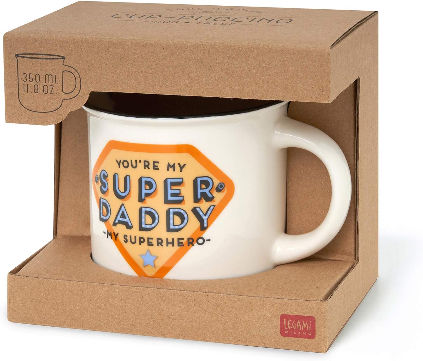 Legami Cup-Puccino Daddy Porcelain Mug, Multi-Colour