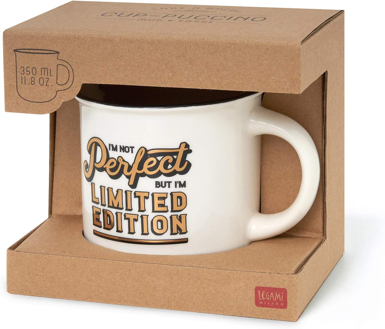 Legami Milano Take a Break-Cup-Puccino-Porcelain Mug, White, Medium