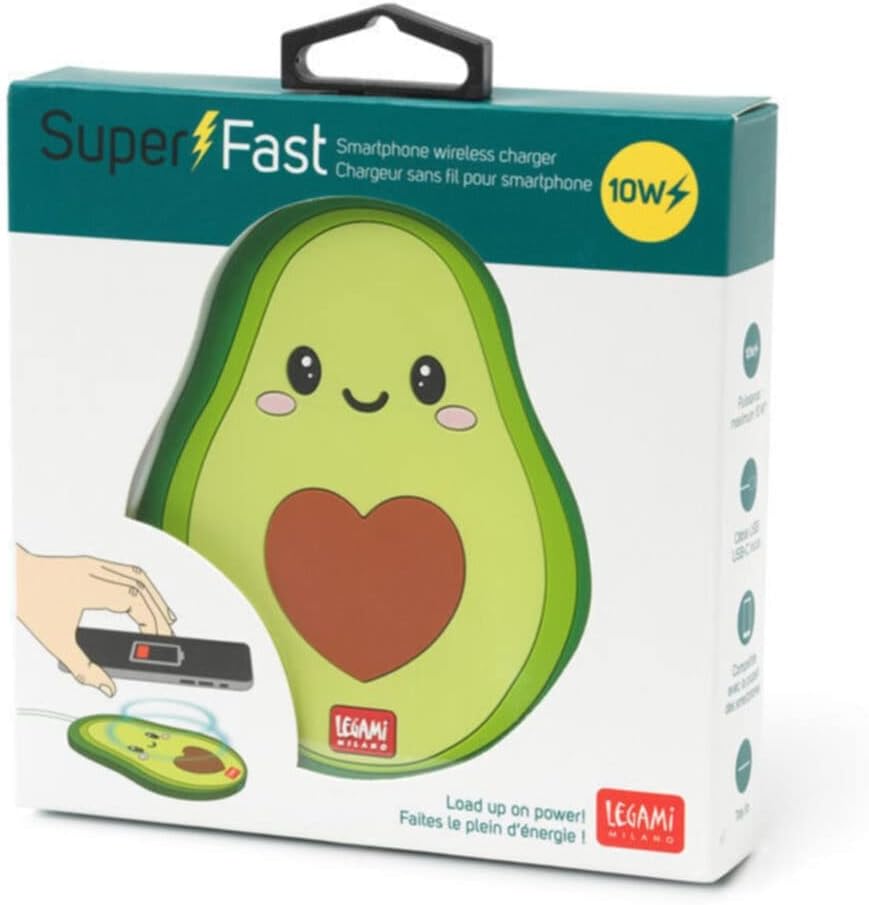 Legami Super Fast VWCHAR0001 Wireless Charger for Smartphone, Multicolour (Avocado)