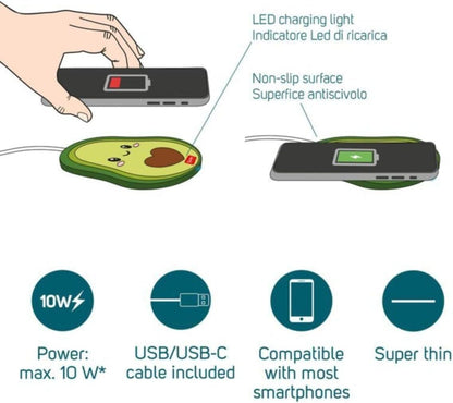 Legami Super Fast VWCHAR0001 Wireless Charger for Smartphone, Multicolour (Avocado)