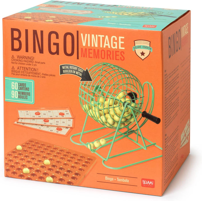 Legami - Tombola, Bingo, 21x23.5 cm, Includes Swivel Metal Ball, 90 Numbered Balls, the Scoreboard, 60 Folders and 300 Number Markers, Automatic Ball Collection