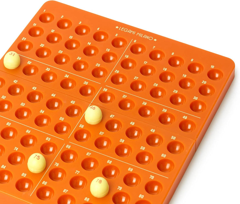 Legami - Tombola, Bingo, 21x23.5 cm, Includes Swivel Metal Ball, 90 Numbered Balls, the Scoreboard, 60 Folders and 300 Number Markers, Automatic Ball Collection