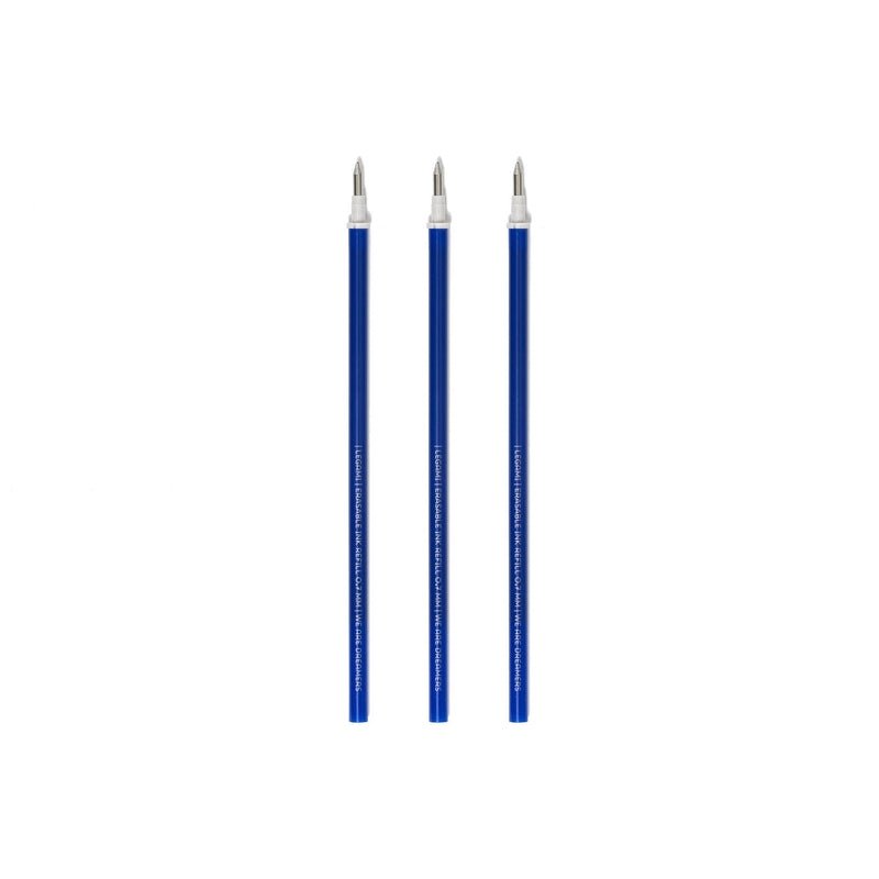 Legami - Refill for Erasable Gel Pen, Set of 3, Height 13 cm, Blue Thermosensitive Ink, Tip 0.7 mm