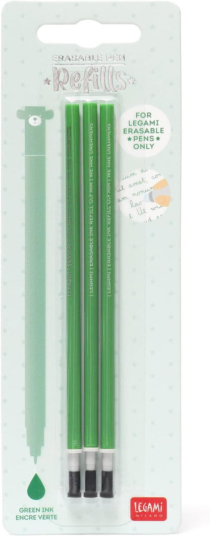 3 Refill for Gel Pen Erasable Ties Green