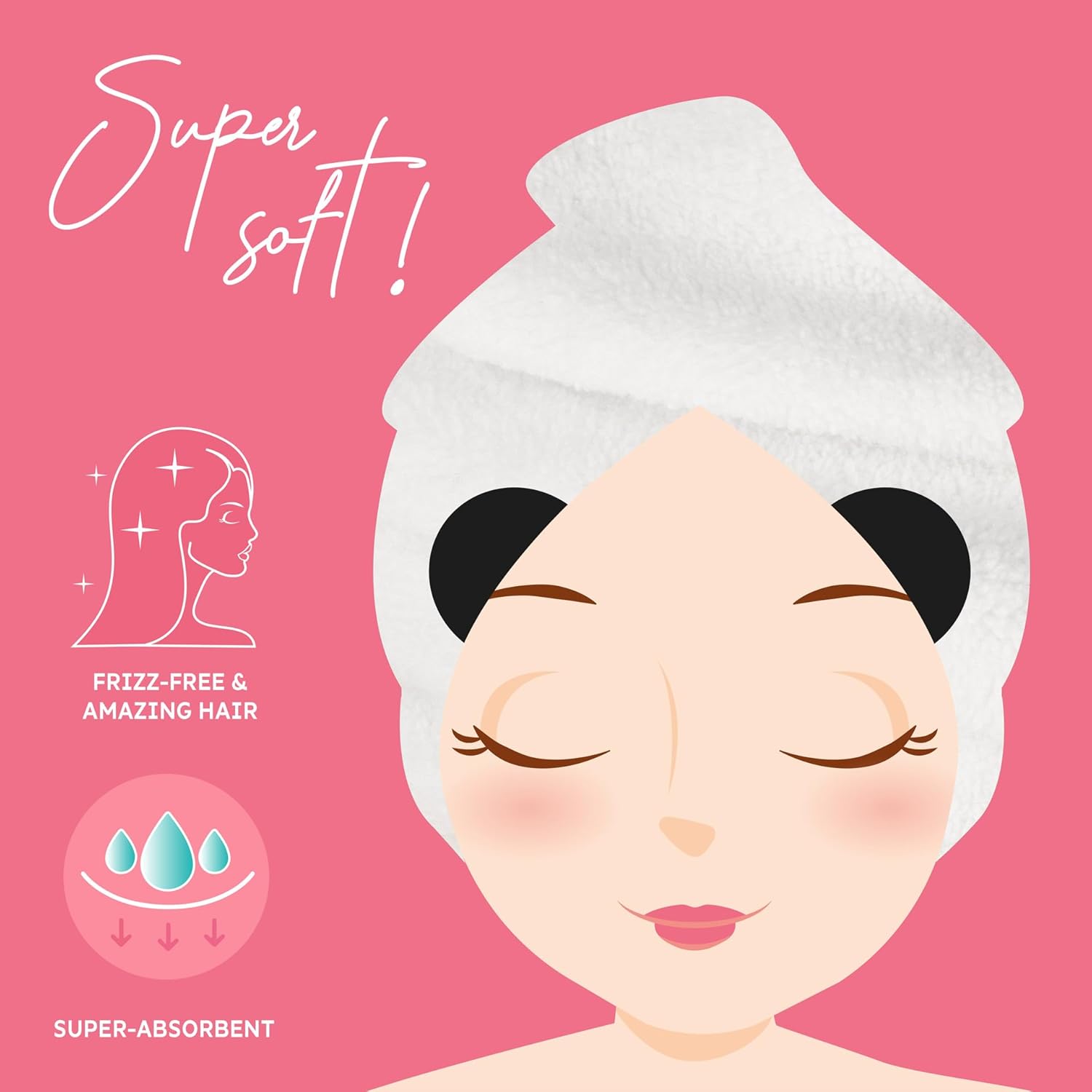 Legami Love My Hair - Hair Turban Towel - Panda