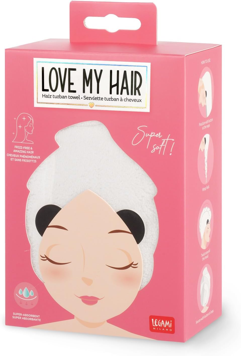 Legami Love My Hair - Hair Turban Towel - Panda