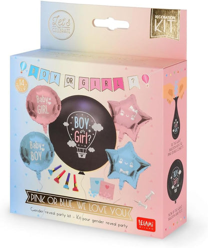 Legami Pink Or Blue, We Love You - Gender Reveal Party Kit